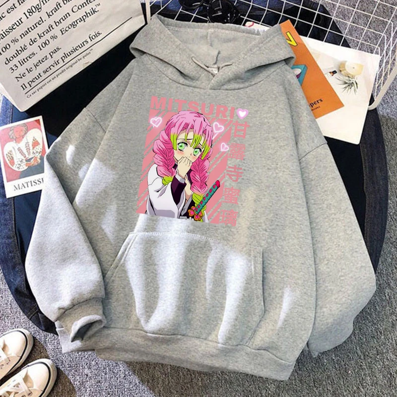 New Anime Kanroji Mitsuri Print Hoodie Sweathshirts Men Women Hooded Pullover Unisex Long Sleeve Hoodie Tops Couple Hoodies