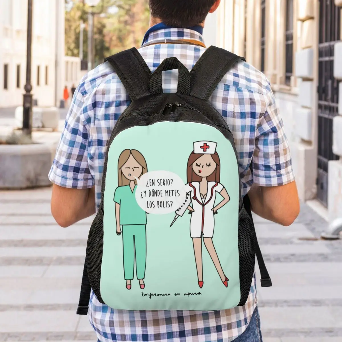 Cartoon Ladies Nurse Doctor Printed Backpack for Men Women College School Students Bookbag Fits 15 Inch Laptop Bags