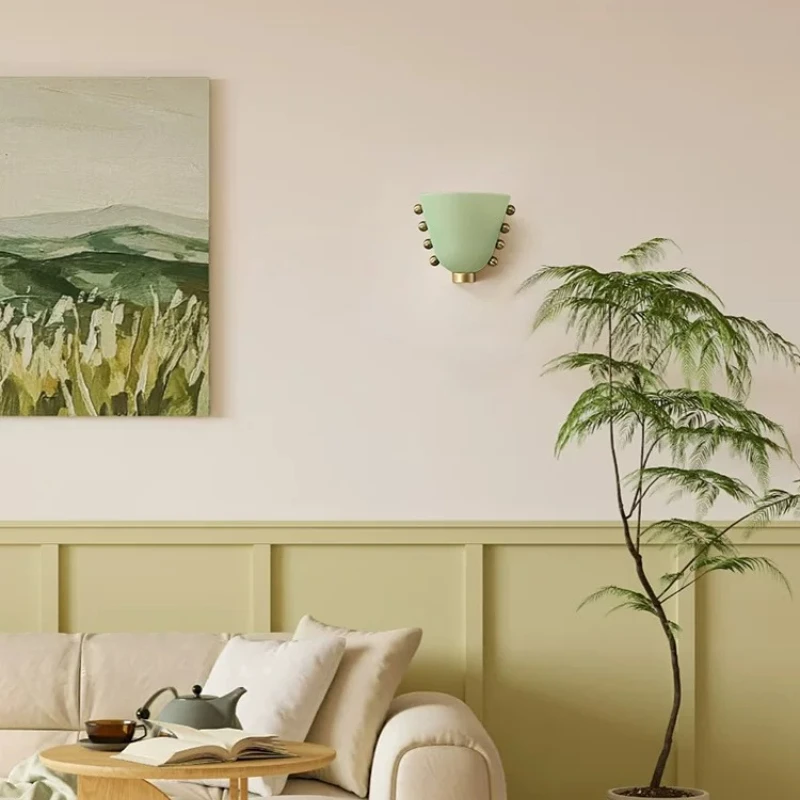 Upgraded Color Scheme French Cream Style Handmade Colored Glass Wall Lamp Living Room Background Wall Mounted Atmosphere Bedroom
