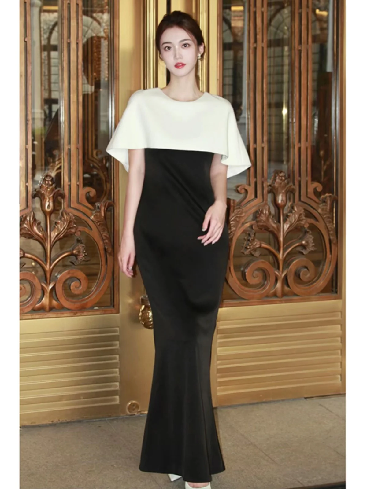 

Элегантное белое платье с круглым вырезом и длинными рукавами для дней рождения, свадебных церемоний, женское платье из полиэфирного волокна