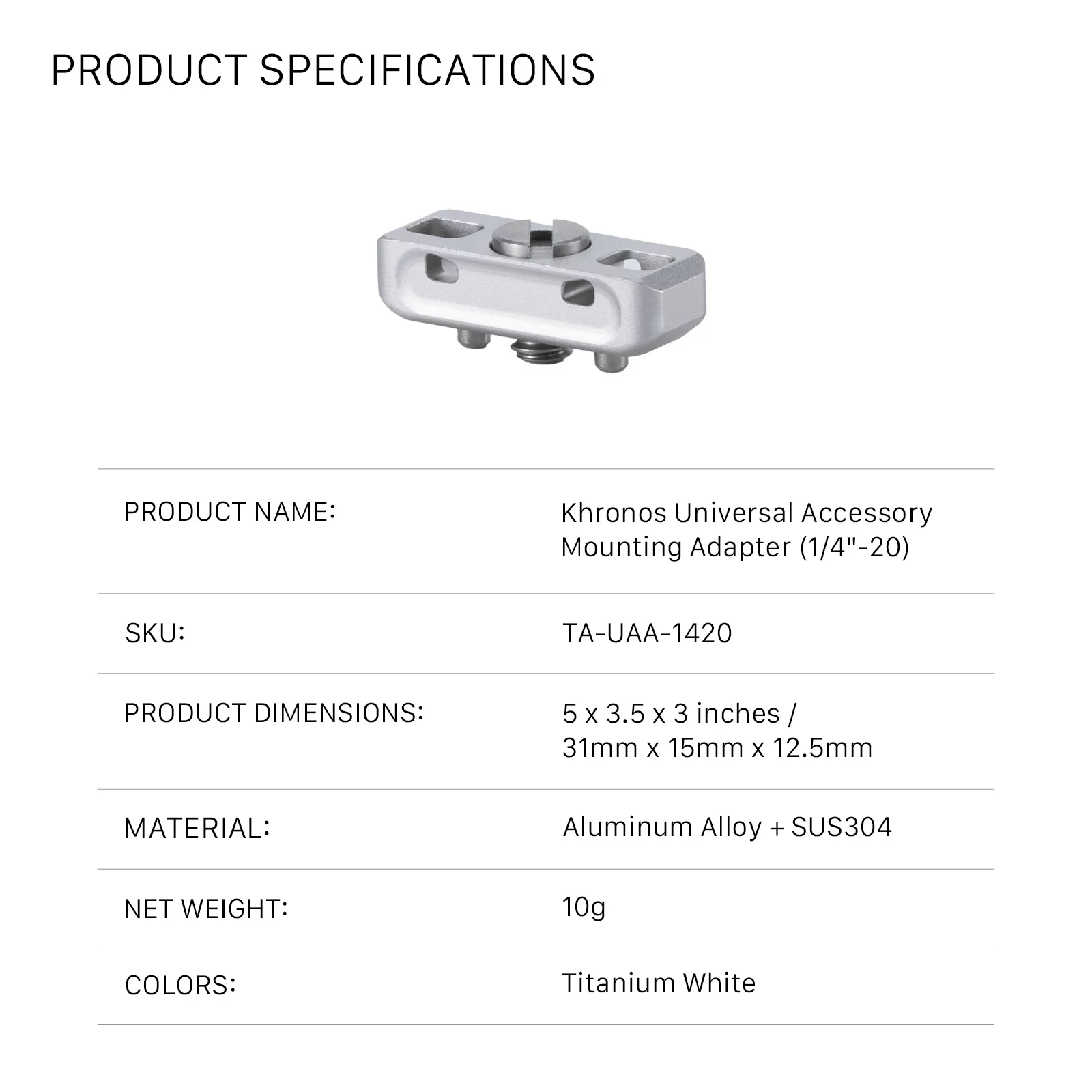 TILTA Khronos Universal Accessory Mounting Adapter 1/4-20 TA-UAA-1420