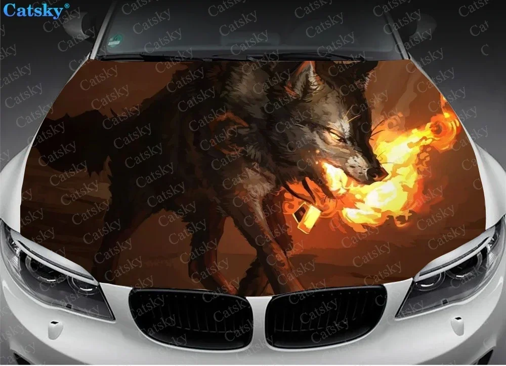 

wolf animal car decal graphic vinyl decal cover graphic wrap engine custom DIY design hood retrofit decal sticker