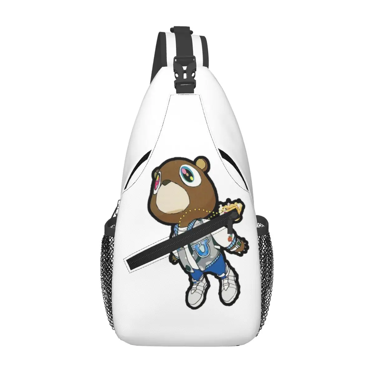 Kanye West Dropout Bear Chicago Vintage Graduation Chest Bag Men Sling Crossbody Backpack Chest Bag Hiking Daypack Shoulder Bag