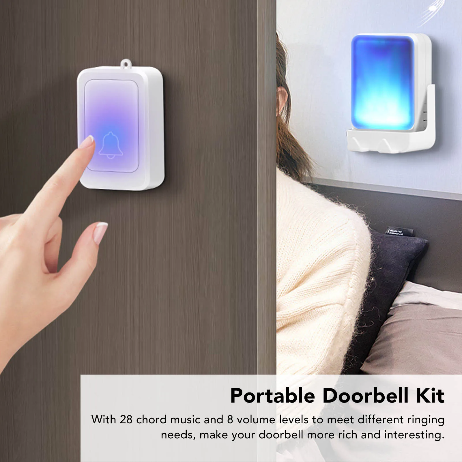 Cordless Doorbell LED Color Battery Powered Deaf Mute Services Caller for The Elderly Doorbell Operating Kit for Home