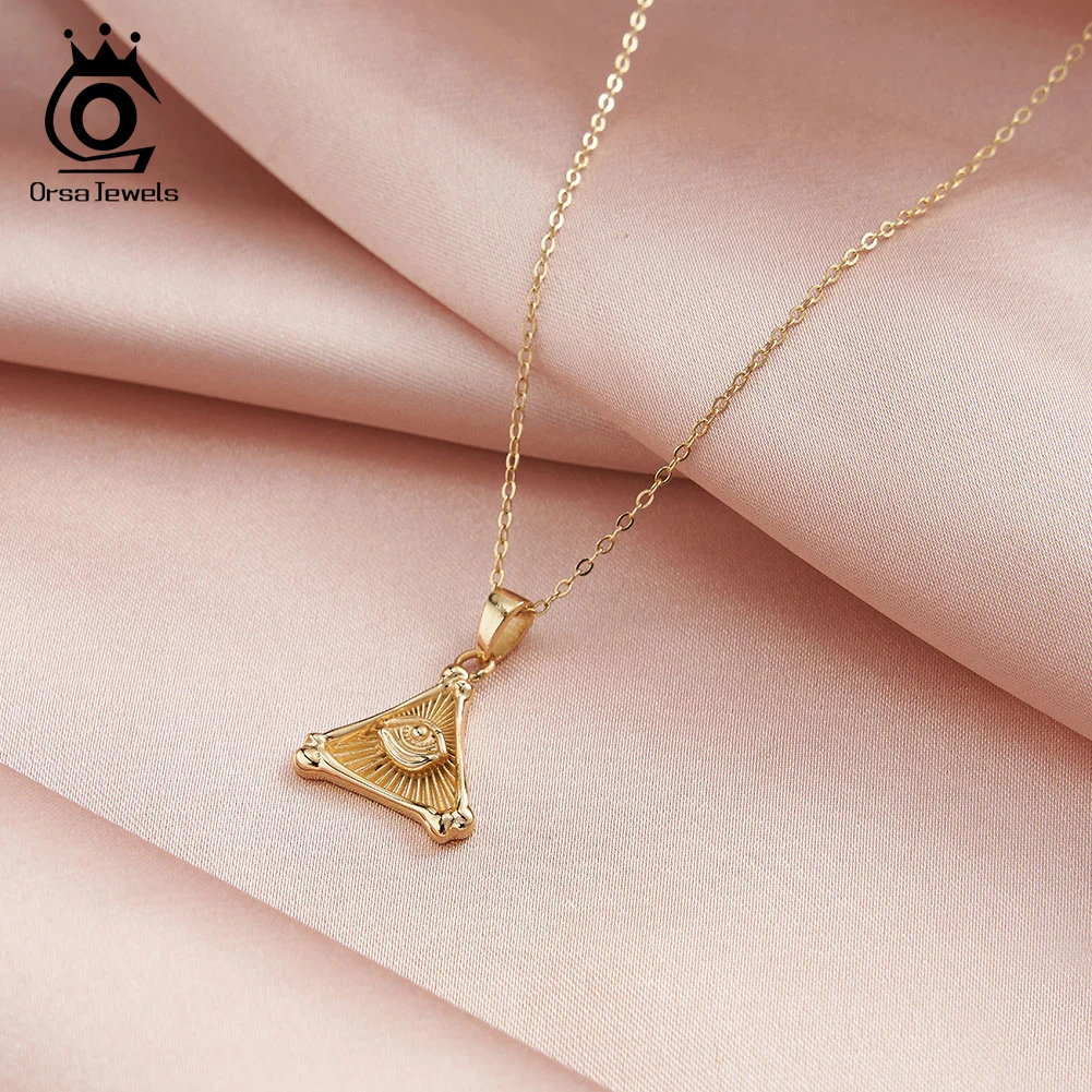 

ORSA JEWELS Classic Evil Eye Necklace For Women Minimalist Turkish Evil Eyes Pendant Choker 925 Silver Clavicle Chain SGAN04