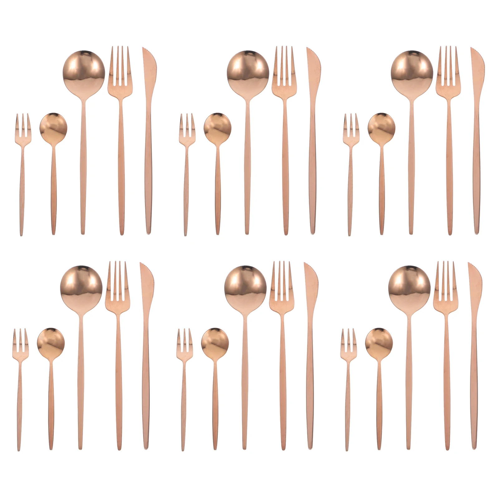 

30pcs Stainless Steel Rose Gold Cutlery Set Elegant Flatware Forks Spoons Knives Kitchen Silverware Dinnerware Utensils Set For