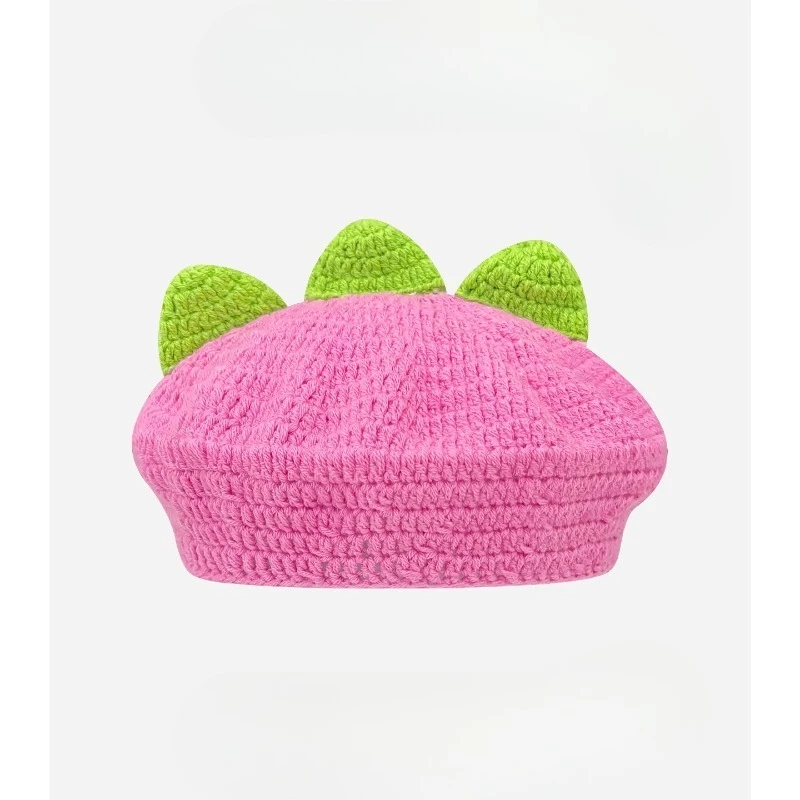 Японские нишевые мультяшные вязаные вручную куполообразные береты, весенне-осенние универсальные теплые вязаные шапки художника для женщин