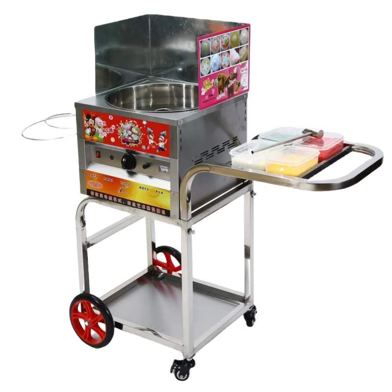 

All In One Mobile Commercial Cotton Candy Machine With Storage Drawer For Amusement Park Vending