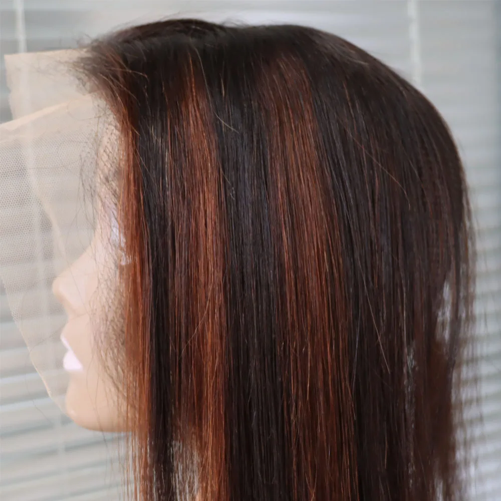 تسليط الضوء على بني فاتح 1B 4 أومبير عذراء ريمي الشعر البشري الهندي حزمة لحمة مع الدانتيل الشفاف إغلاق أمامي انخفاض الشحن