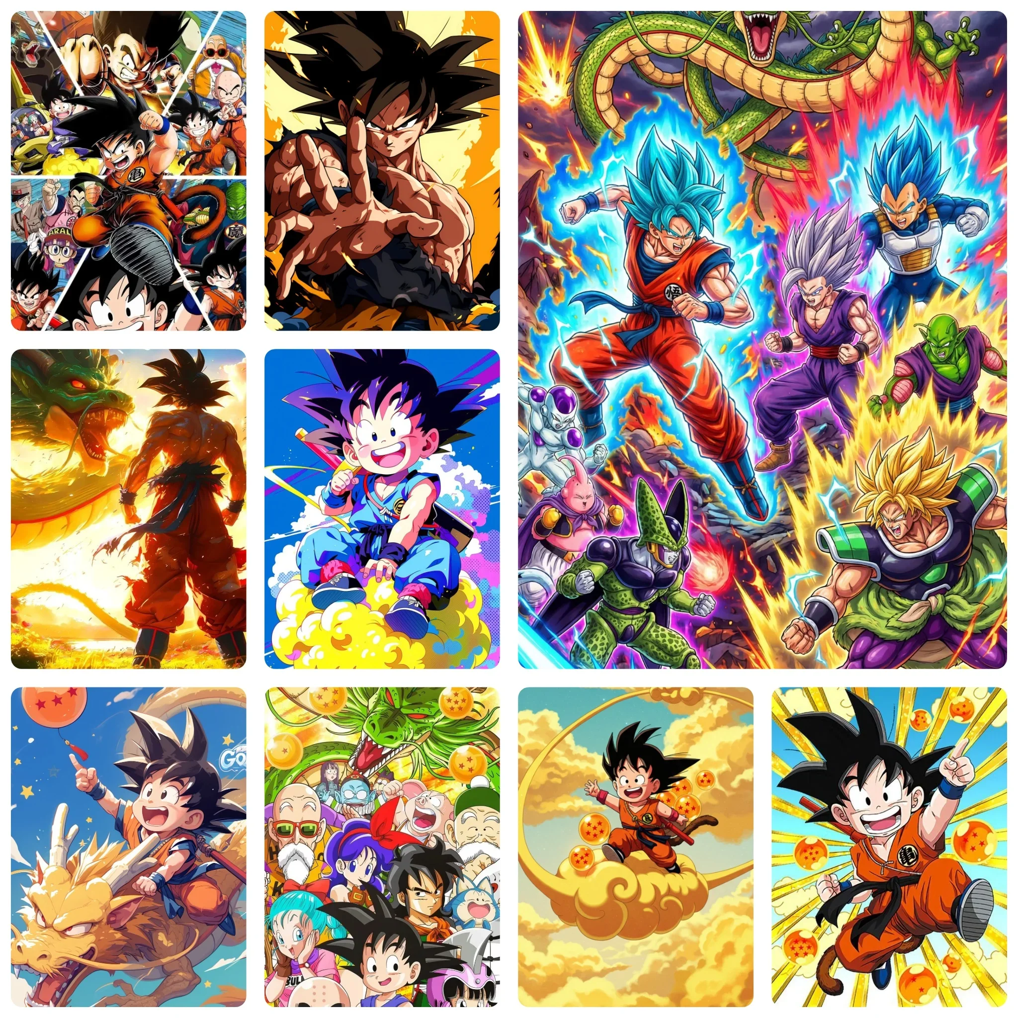 5D DIY Diamond Painting, Lively Super Saiyan & Divine Dragon Anime Art Picture, Relaxing DIY Craft, Holiday & Birthday Gift