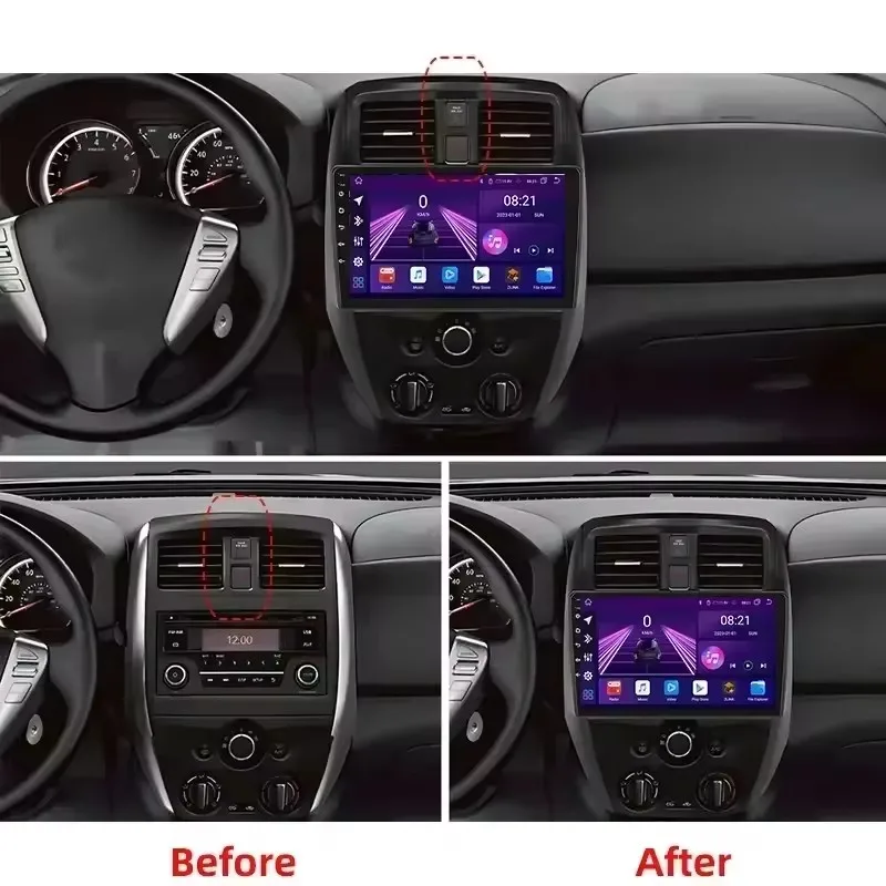 Android 15 2Din Autoradio Auto Car Radi for Nissan Versa Sedan 2015 2016 2017 2018 2019 4G QLED Carplay 4G WIFI GPS Navi DSP