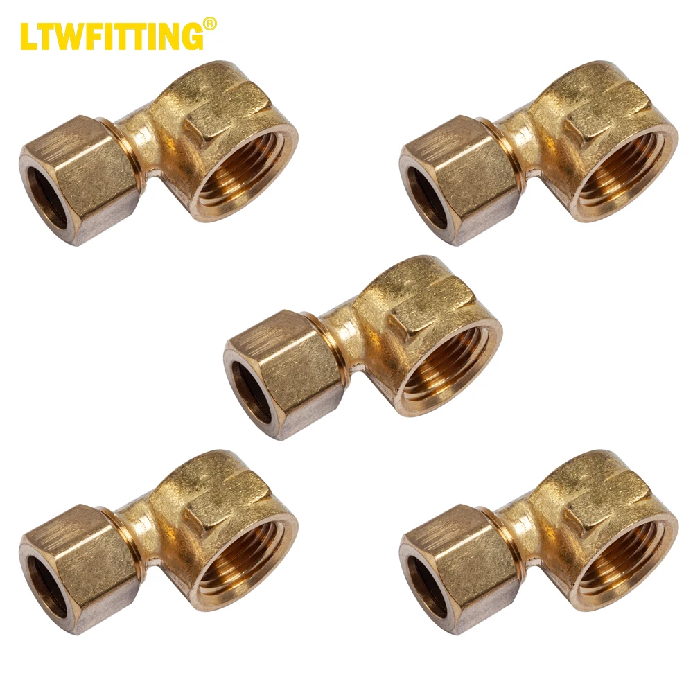 

LTWFITTING 1/2-Inch OD x 1/2-Inch Female NPT 90 Degree Compression Elbow,Brass Compression Fitting(Pack of 5)
