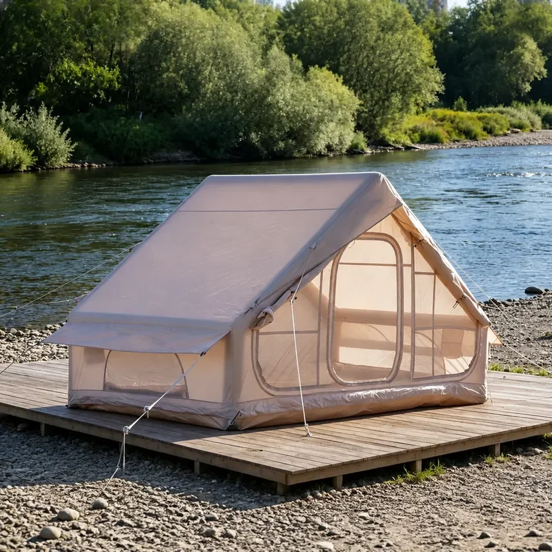 Outdoor Camping Quick Open Inflatable Tent Portable Oxford Cloth Travel Tent Single Door Multi Person Shelter