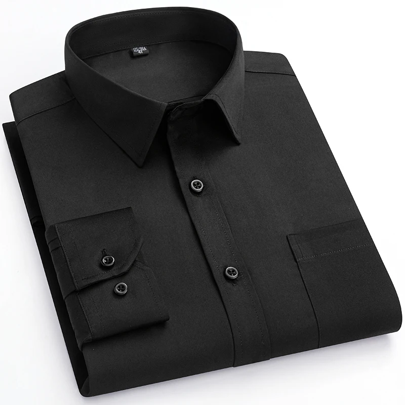 New Elasticity Anti-Wrinkle Men's Shirts Long Sleeves Dress Shirts For Men Slim Fit Camisa Social Business Blouse White Shirt
