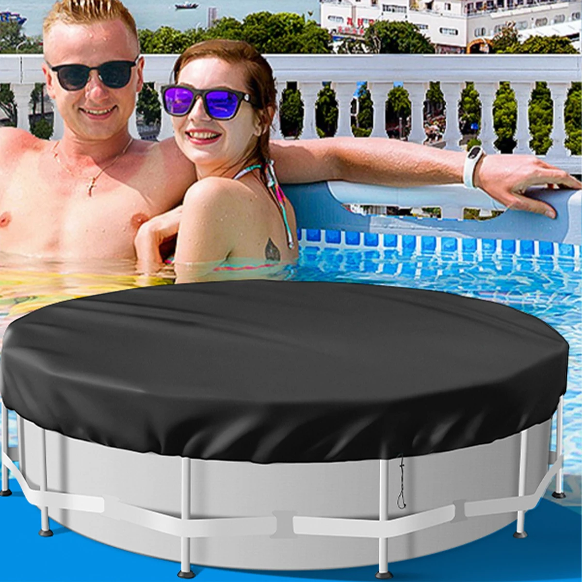 

New Round Swimming Pool Cover Solar Summer Pool Tub Rainproof Dust Cover Outdoor Accessory Pool Covers 210D Oxford Cloth 2024