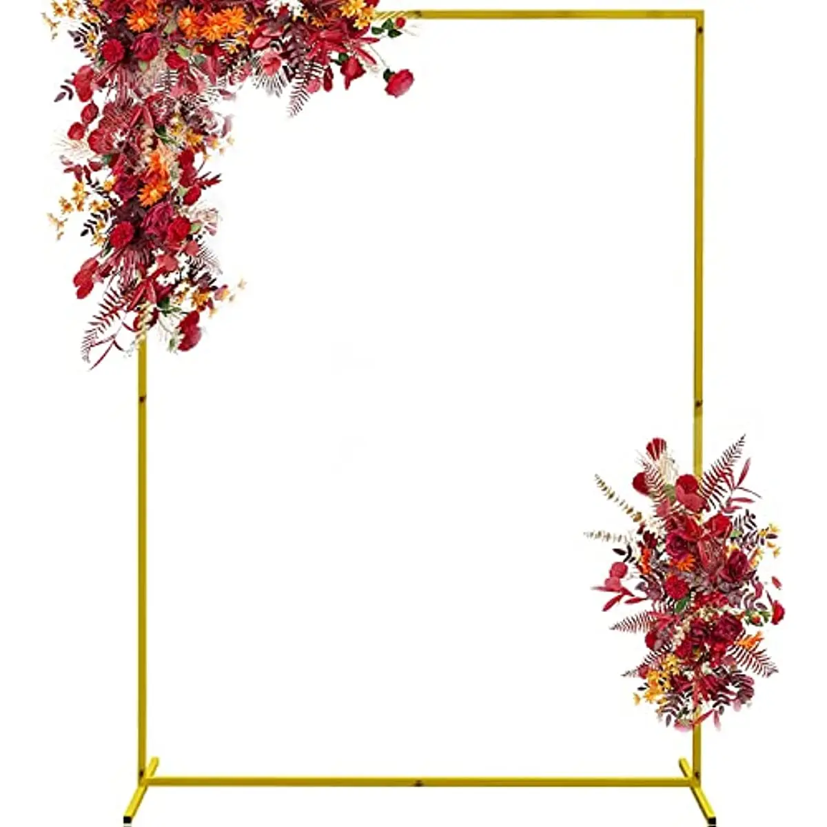 

Wedding Arch Backdrop Stand, 6.6x5 FT Gold Frame for Ceremony Square Metal Balloon Arch Stand Garden Party Background Decoration