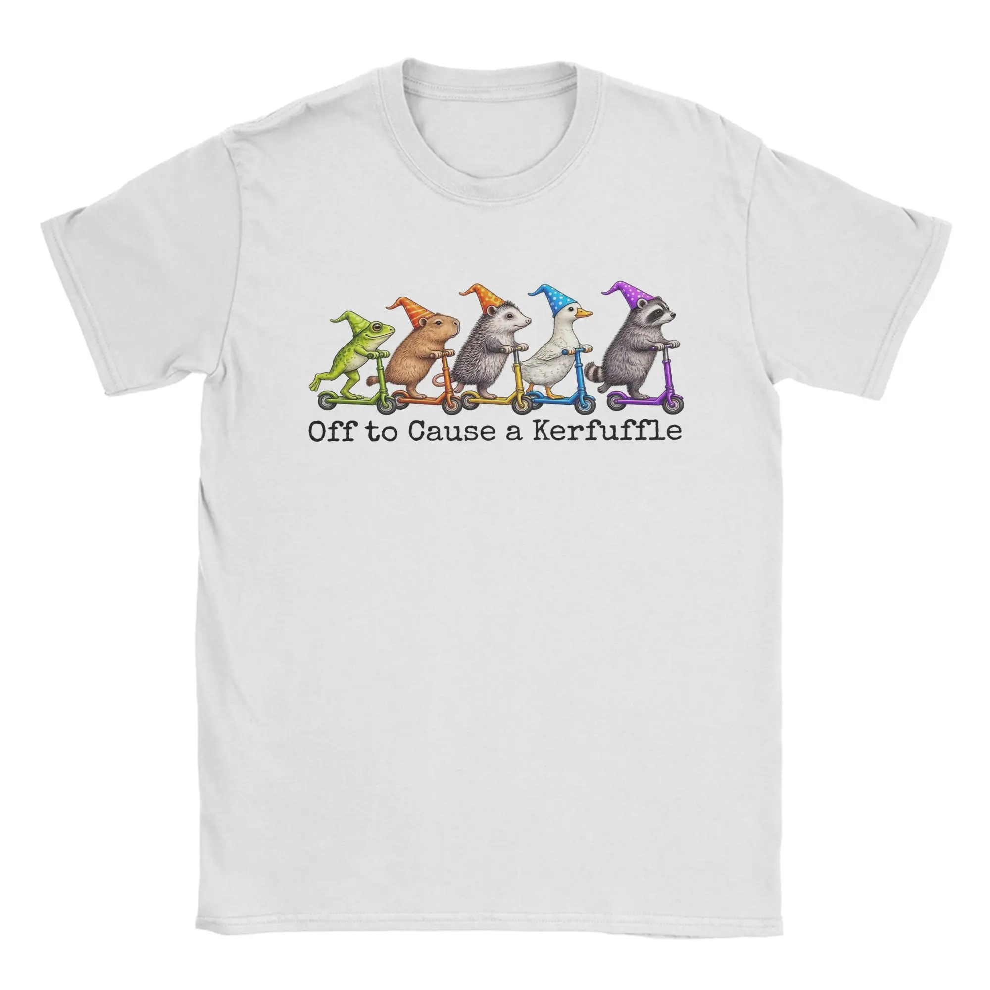 Funny Off To Cause A Kerfuffle Humor T Shirt Men's Cotton Short Sleeve  Round Neck Summer Clothes