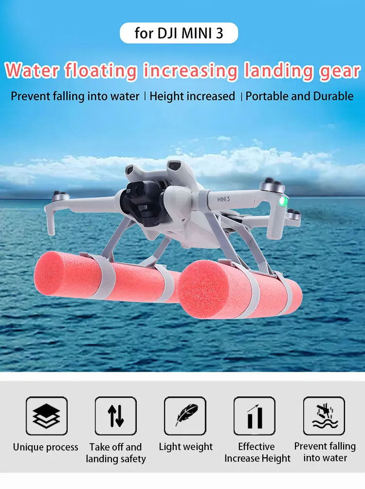 Kit De Flotadores De Aterrizaje Para Dron — Tren De Agua De 20x4 Cm, Ligero Y Estable, Ideal Para Aterrizajes Suaves En Agua O Terrenos Irregulares