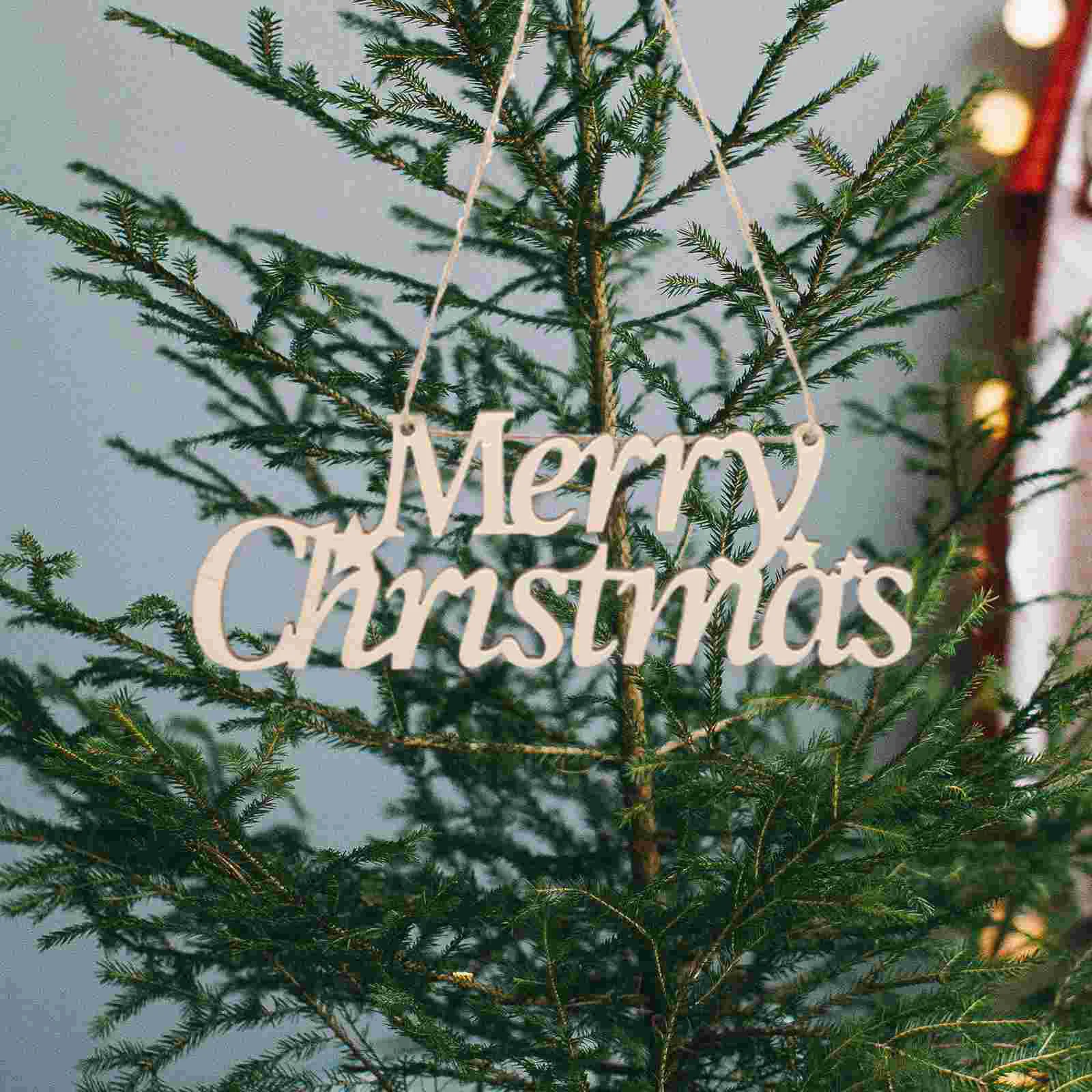 2 stuks vrolijk kerstfeest hangende hanger teken decoraties binnen buiten houten 60 cm touw blijvend niet-vervagend voor verschillende