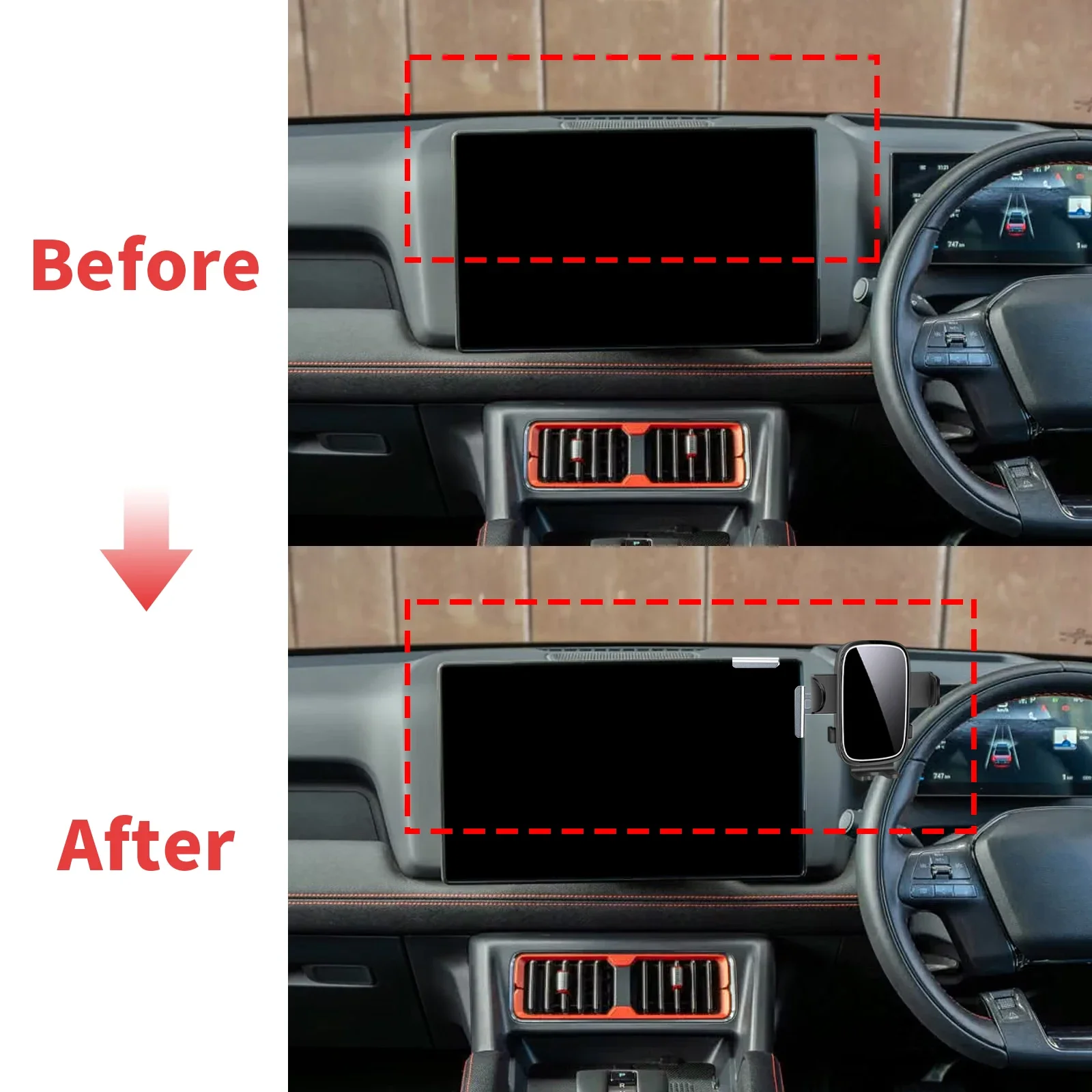 for BYD Shark 6 2024 2025 2026 2027 RHD LHD Screen Base Phone Holder Mount ​​ Secure Clip Car​​ accessoires