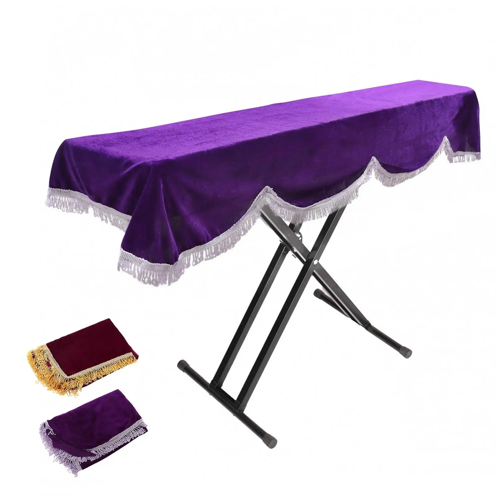 88 Keys Velvet Digital Electric Piano Dust Cover with Tassels, Pleuche Electronic Keyboard Protective Guard