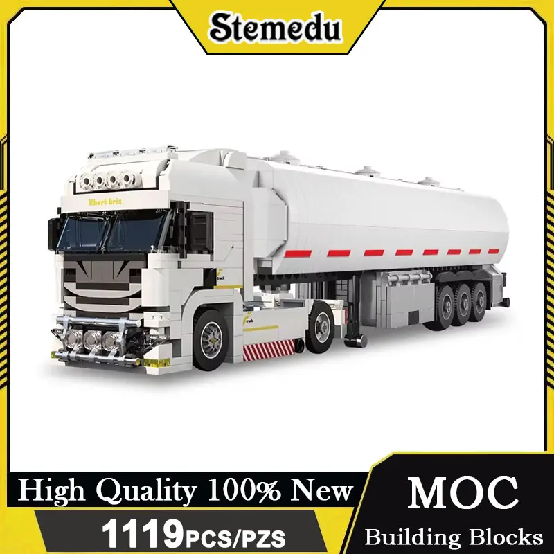 European Truck Head Connectable Container Trailer Model Creative Building Blocks Brick DIY Construction Toy for Kid Holiday Gift