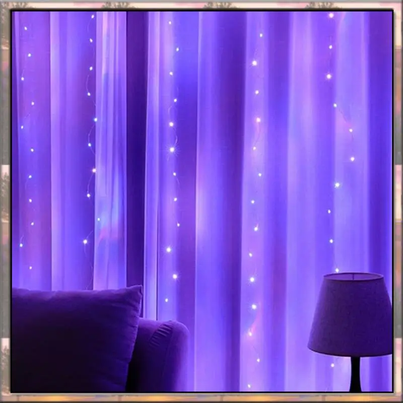 BAAZ ร้อน 3X3 เมตร USB LED ผ้าม่าน Festoon 16 สีไฟ LED Garlands สําหรับคริสต์มาสไฟ Ramadan String Lights Party Decor,