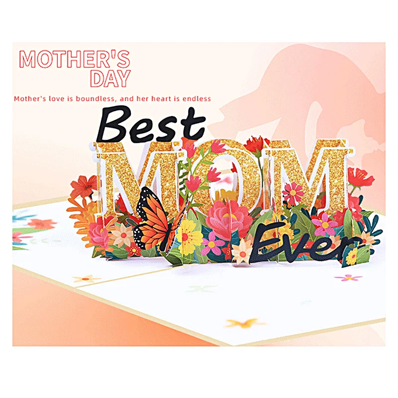 

3D Best Mom Pop Up Greeting Card, Mother's Day, Wife, Invitation, Anniversary, Birthday Gift, Thank You Card, Condolence Card