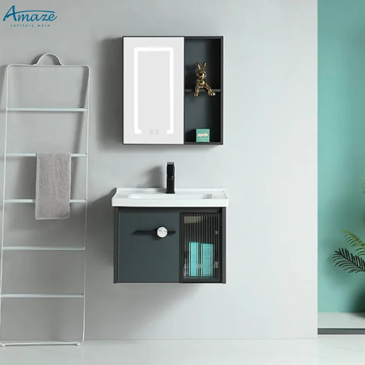 Bathroom CabinetChinese Chaozhou Cheap Price New Design Factory Aluminum Wall Mounted Vanity Sink Bathroom Cabinet