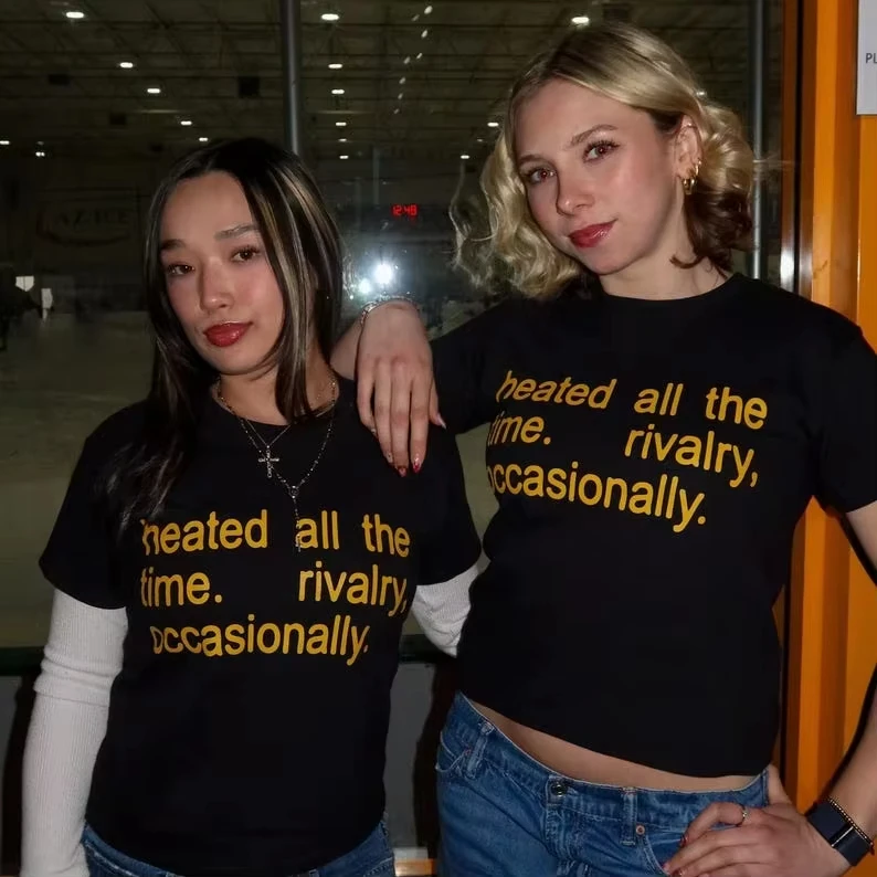 Heated All The Time Rivalry Occasionally Print Short Sleeve Cotton T-shirt Summer Men Women Harajuku Y2K Vintage Streetwear Top