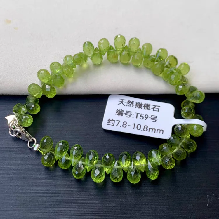 Natural Green Peridot Olivine Clear Beads Bracelet Women Stretch 7.5-11.5mm Crystal Fashion Bracelet Jewelry AAAAAA