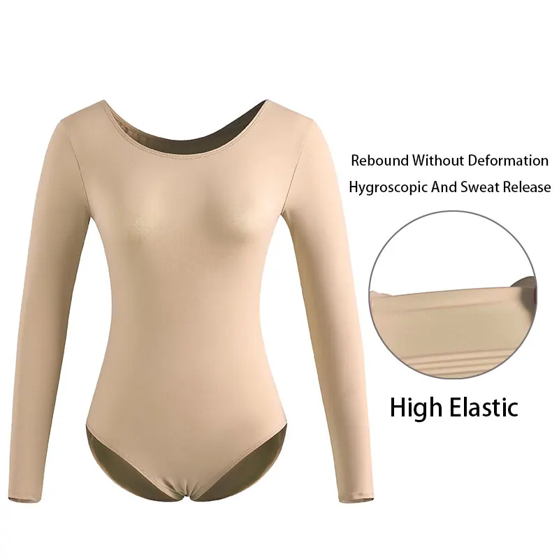 Women Basic Ballet Nylon Dance Leotard Long Sleeve leotards for Adult Train Top Soft and Skin Friendly Ballet Clothes Bodysuit