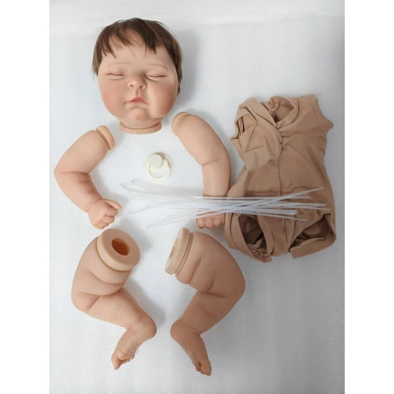 21Inch Reborn Doll Kit Peaches Soft Touch Fresh Color Unfinished Painted with Rooted Hair DIY Doll Parts
