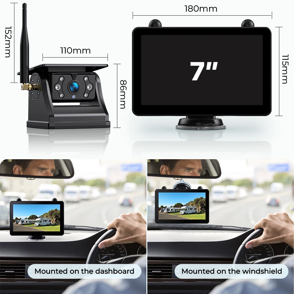 Magnetic Solar Wireless RV Backup Camera 1080P 7