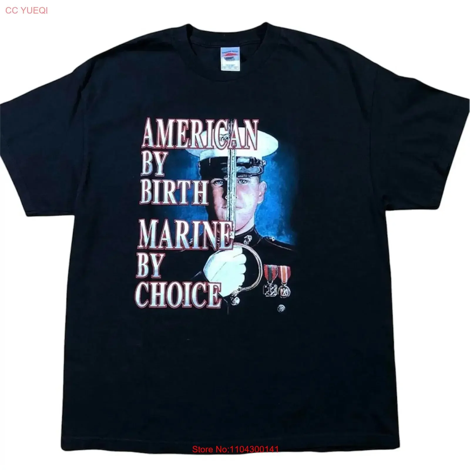 American By Birth Marine Choice Military T Shirt Y2K Black XL vintage Washed Comfortable graphic Casual Soft designer clothes