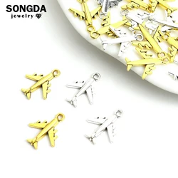 20pcs Aircraft Charms Airplane Antique Gold/Silver Color Alloy Earrings Pendant DIY Making Keyring Bracelet Necklace Accessories