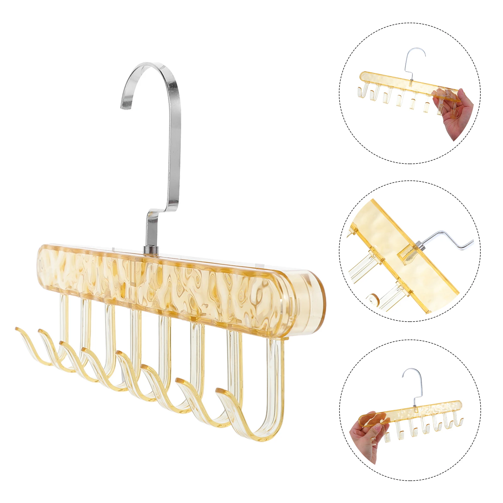 

4Pcs Tie Rack Stainless Steel Closet Hanger with 8 Hooks for Bra Tank Top Camisole Belt Scarf Swimsuit Space Saving Storage