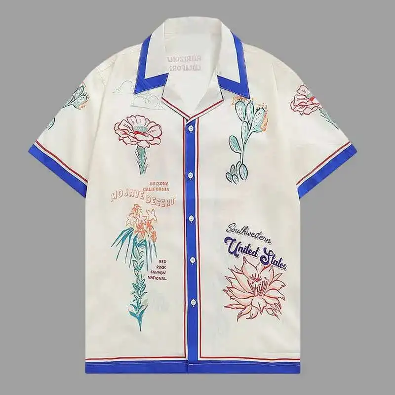 2023 primavera havaiano camisas camisa de verão dos homens streetwear flor planta impressão praia camisa hip hop casual tropical férias topos