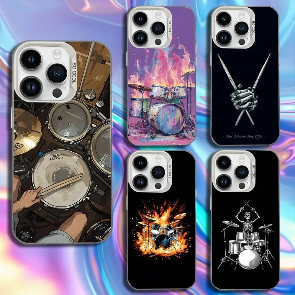 

Music Art Drum Drummer Phone Case For iPhone 17,16,15,14,13,12,11,Mini,Pro,SE,MAX White Matte Shockproof Cover