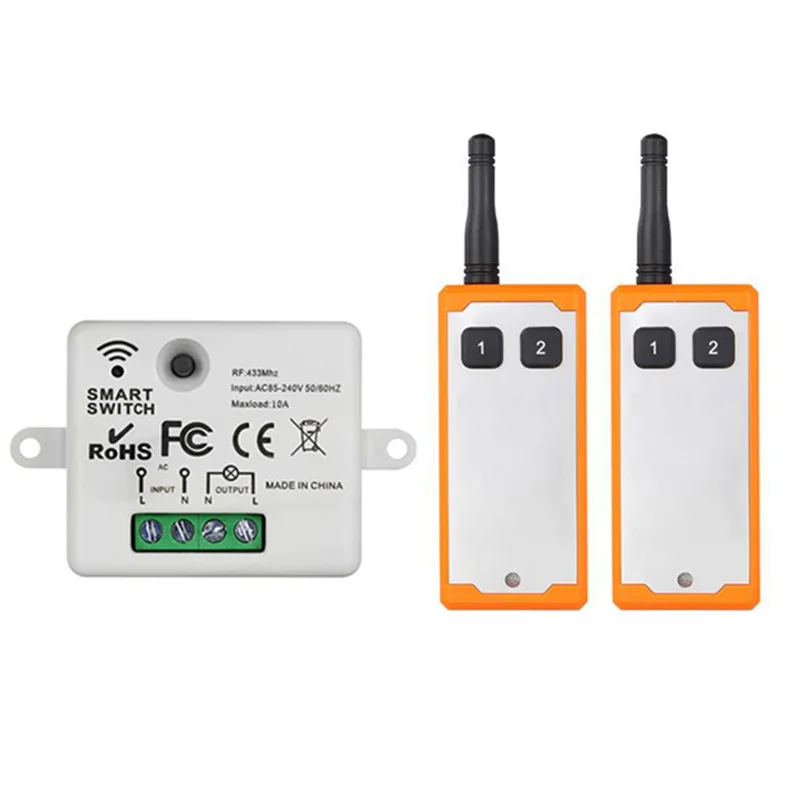 

433MHZ Ndustrial AC110V 220V 1CH RF Wireless Remote Control Switch Radio Receiver With 20-1000M Long Distance Remote controller