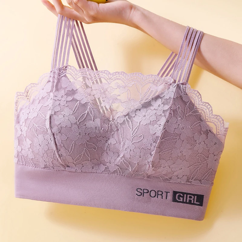 

New Women Lace Bras Top Comfortable Bralette Solid Color Sexy Underwear Vest Female Hollow Out Wireless Lingerie Seamless Bra