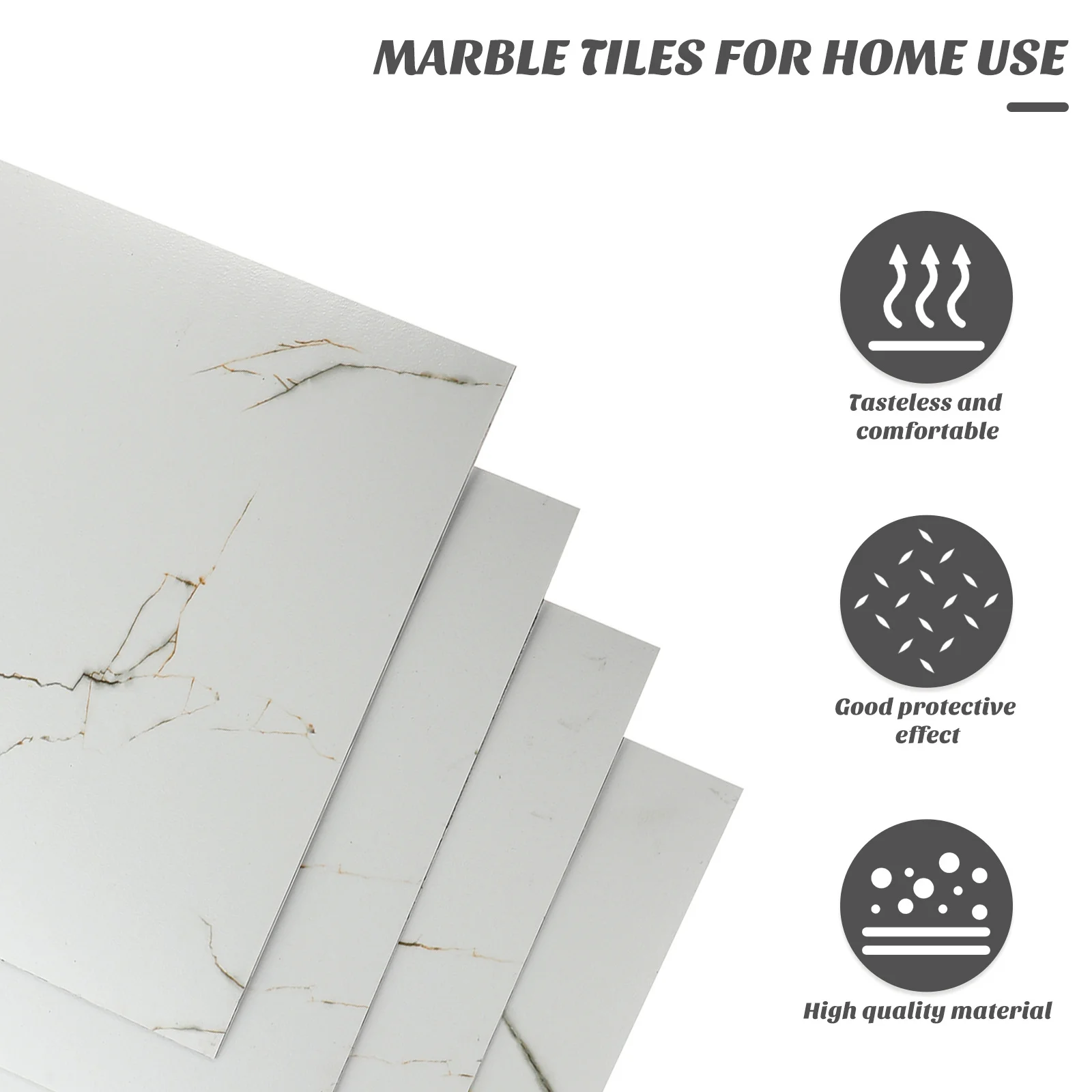 

4Pcs Stone Plastic Floor Sticker Marble Style Self Adhesive Non-Slip Waterproof Tile Sticker Home Ground Decor