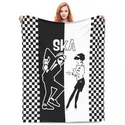 Punk Rock 2 Tone Music Ska Skank Dance Blankets Coral Fleece Plush Textile Decor Two Tone Checkered Cozy Thin Throw Blankets