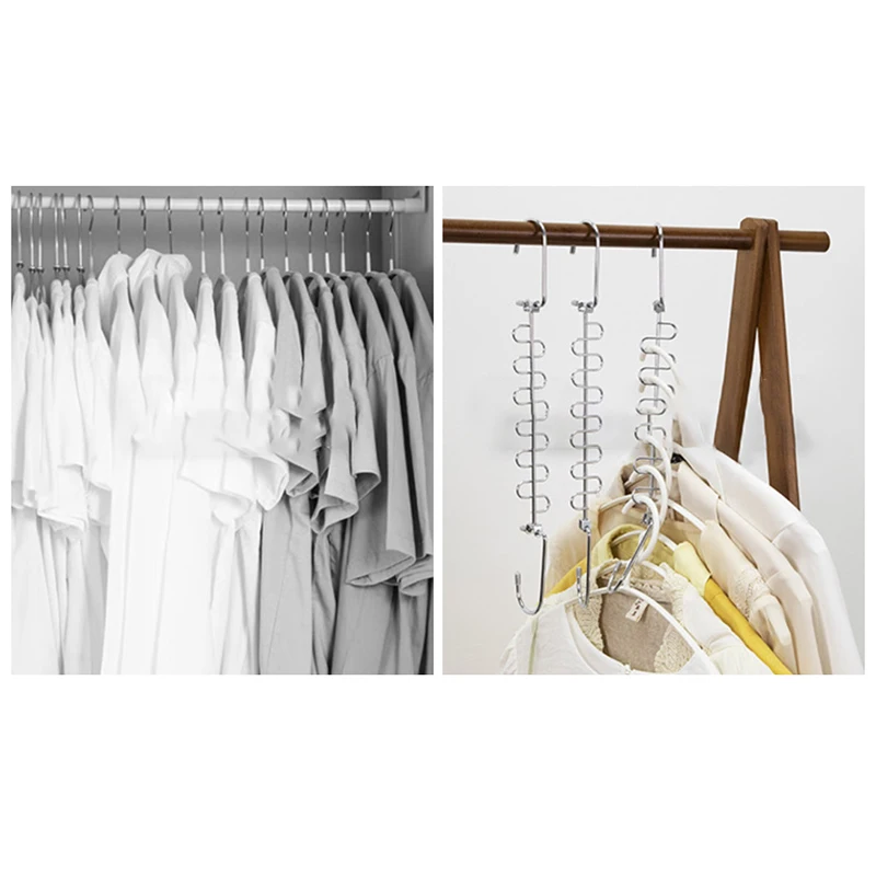 Multi-functional Clothes Hanger 360 Degree Swivel Hook Can Accommodate 12 Clothes Hangers Pants Tie Storage Shelf Space Saving