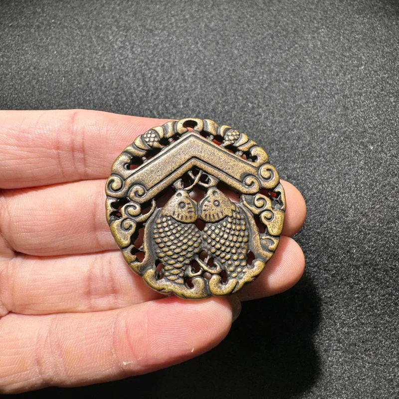 Antique Pisces Bronze Carp Hanging Piece Pendant Vintage Brass Ornaments