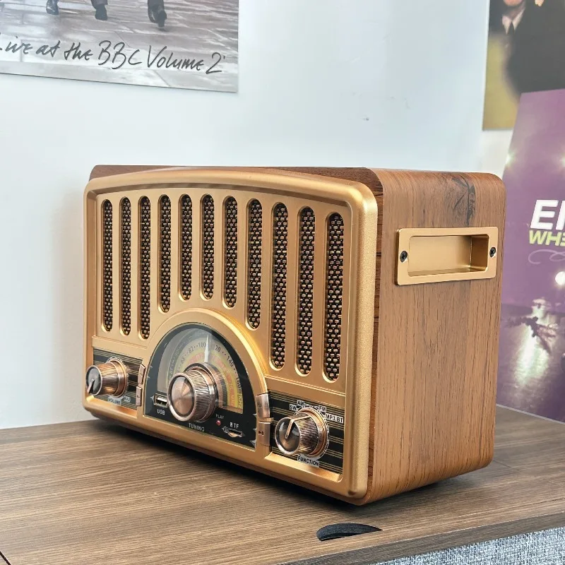 Vintage European Retro Desktop Radio, All-Band Bluetooth & TF Card Player All-in-One Radio