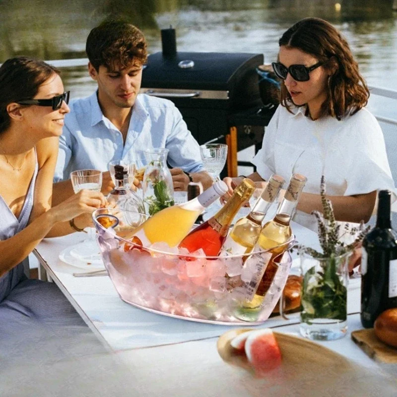 

Новое прозрачное ведро для хранения кубиков льда 5л, ведро для пива, вина, барное ведро для льда, контейнер для шампанского, банка для вина, шампанского, охладитель пива