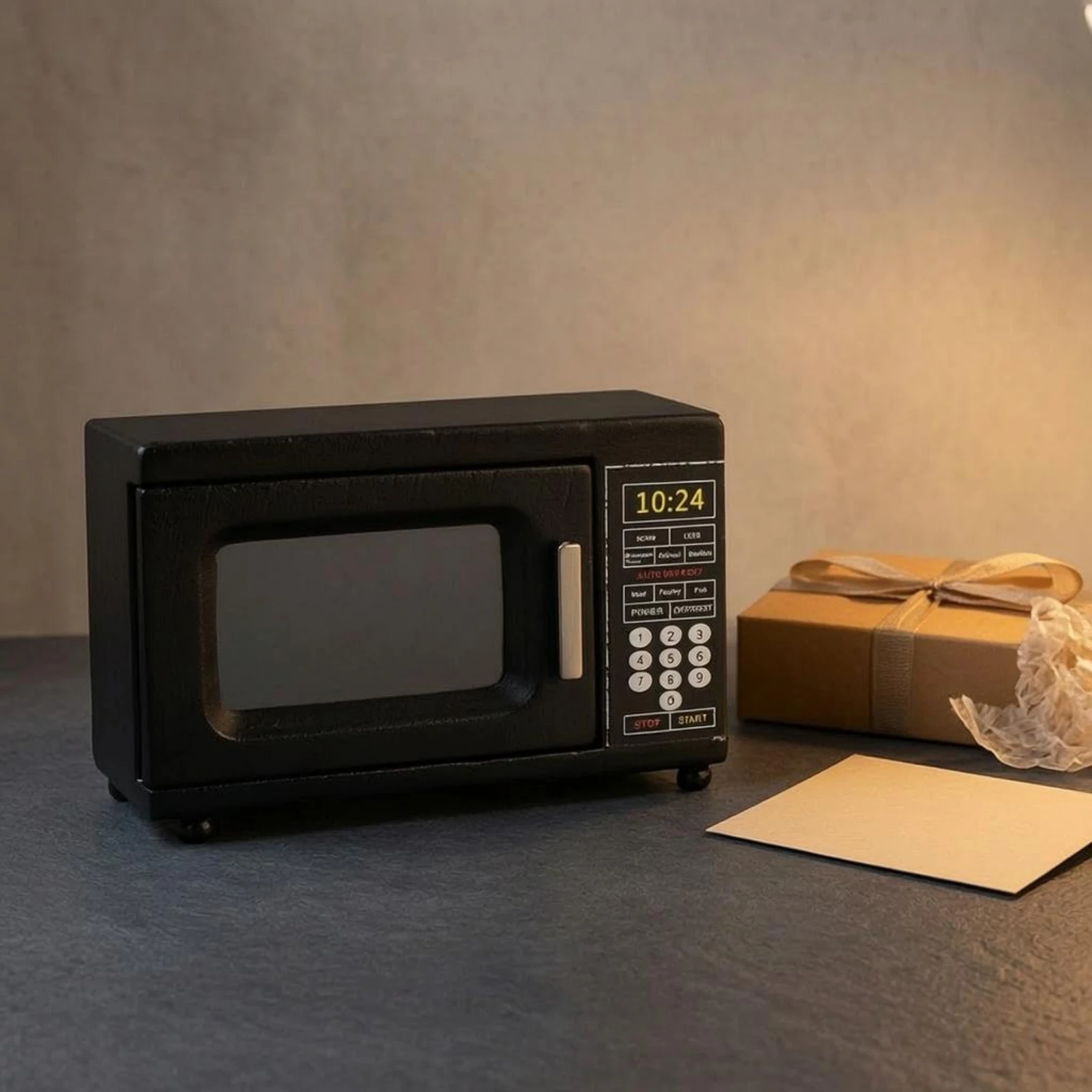 1:12 Scale Microwave Black Miniature Microwave Oven Dollhouse Appliance Clear Window Miniatures Realistic