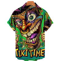 2023 Men's Hawaiian Shirts Streetwear Beach 3d Short Sleeve Eu Size Cotton Oversized Summer Casual Skull Bone