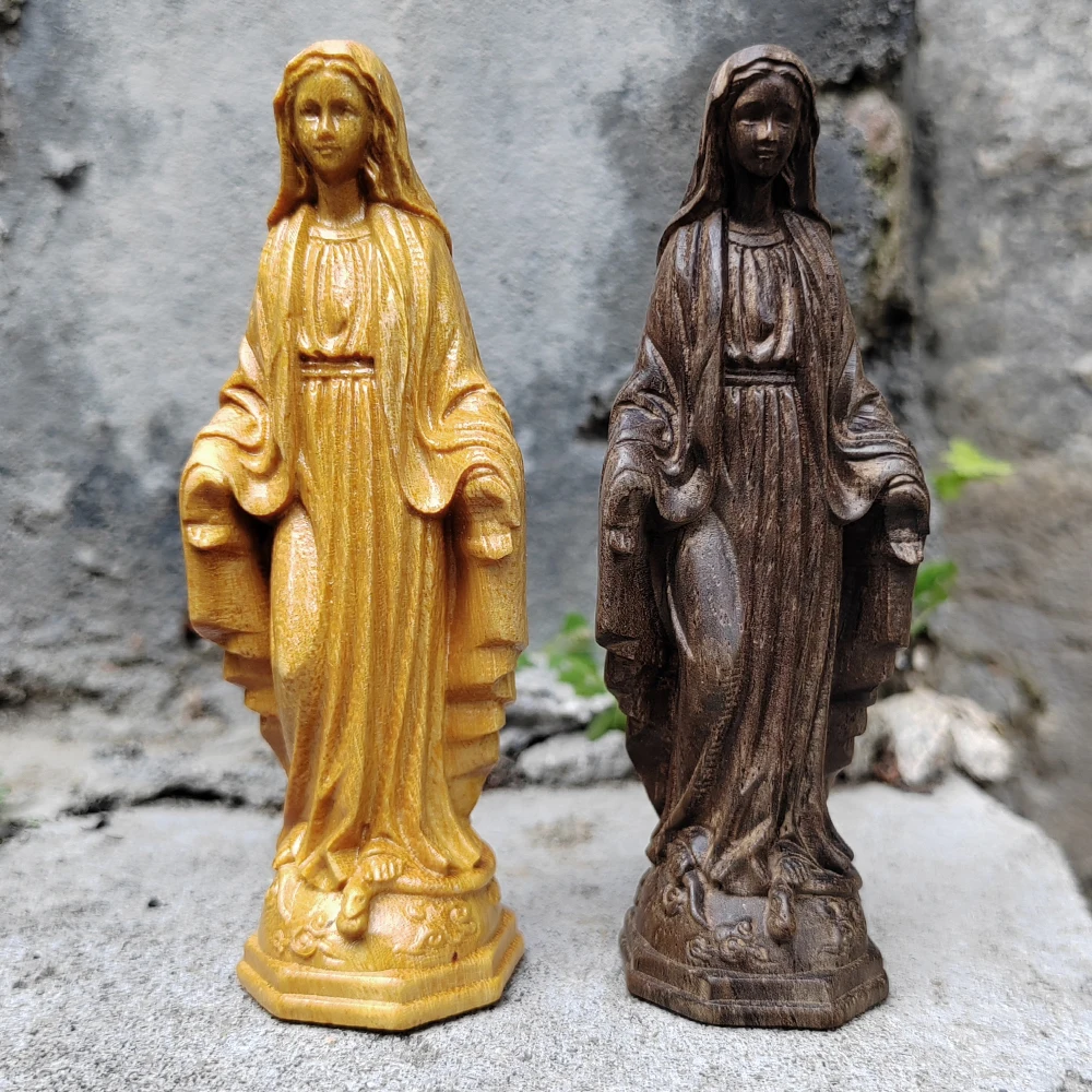 Hand-Carved Wooden Mary Figurine, Artistic Style, Cultural Theme, Suitable for Desktop Decorations, Home Decor, Living Room, Centerpiece, Office, Christmas Gifts, Back-To-School Season Gifts